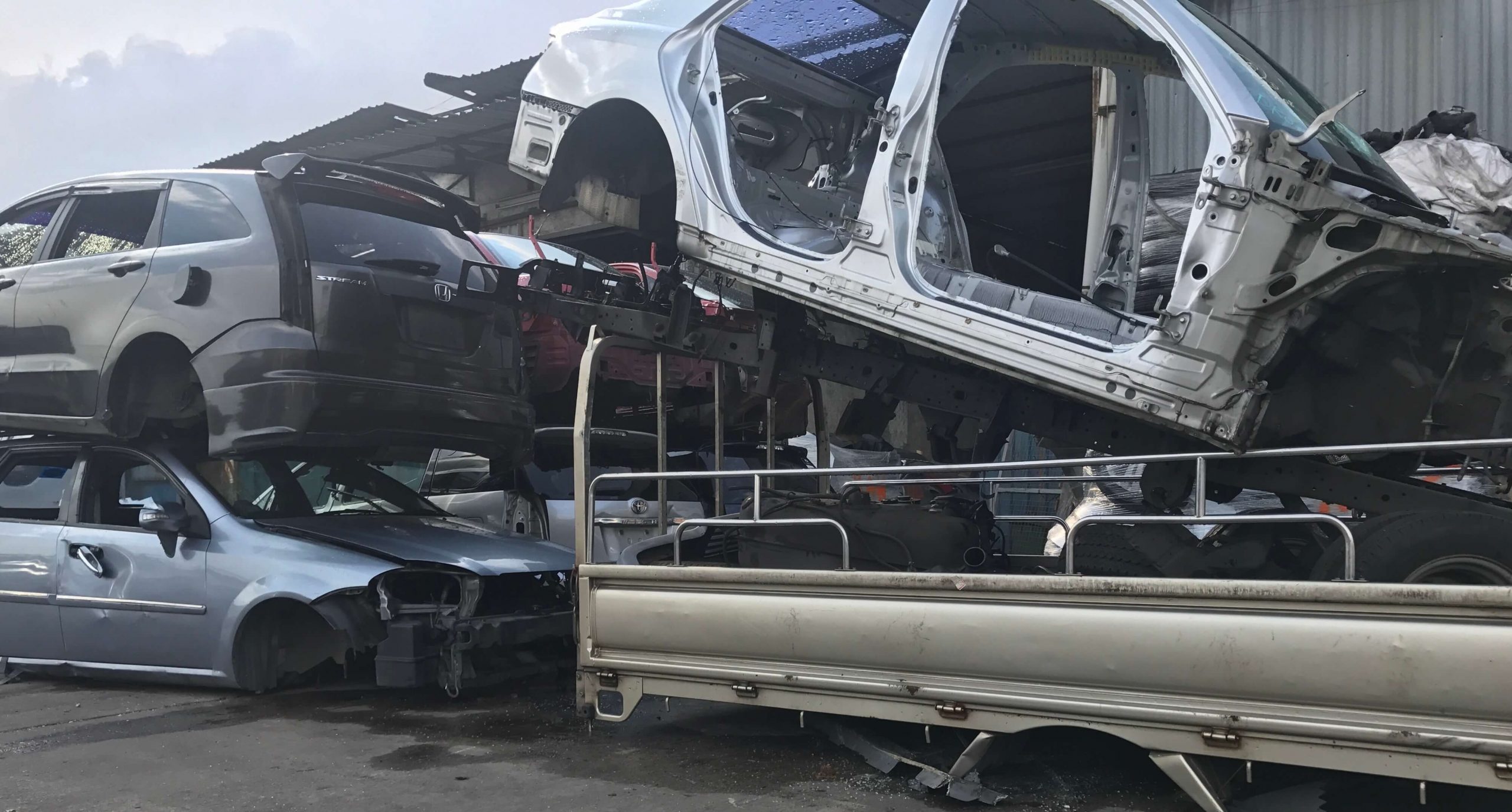 cars been taken apart and stored in scrap car yard