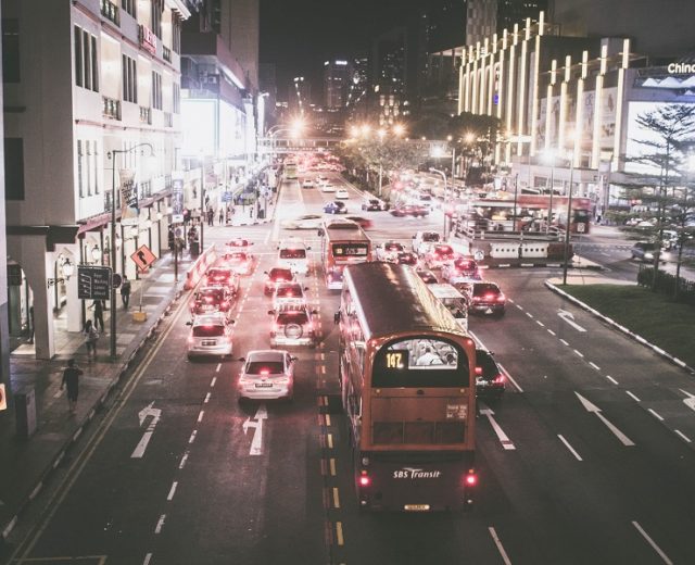 Singapore traffic at night