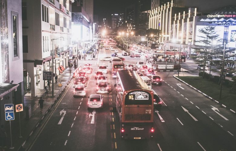 Singapore traffic at night