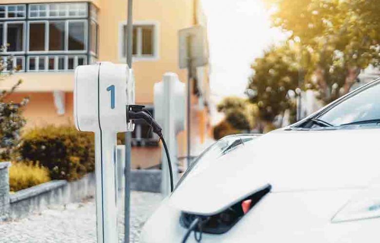 Electric Car Charging Outdoors