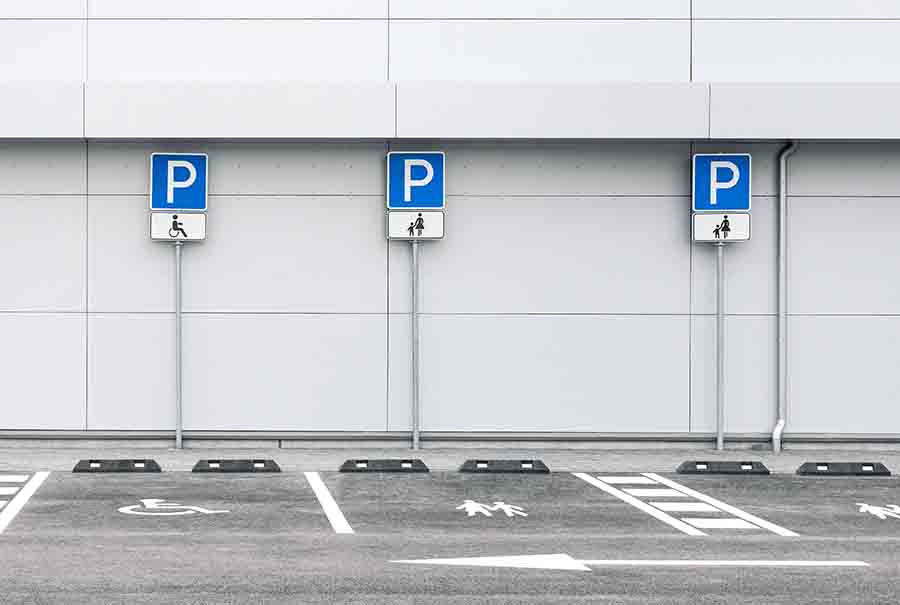 carpark with disability reserved parking lot