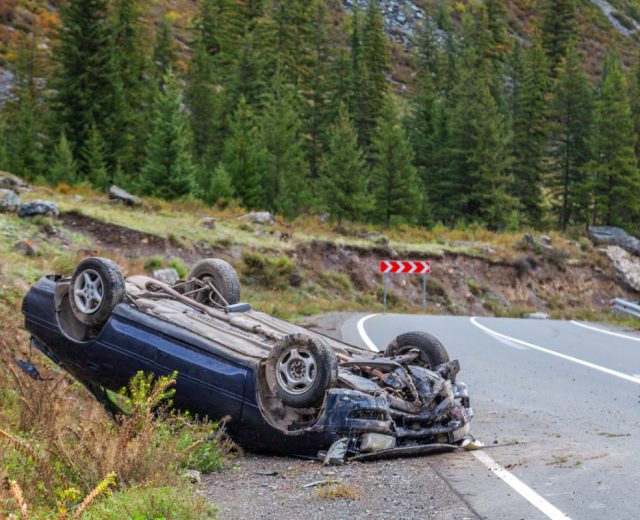 vehicle flipped totaled car for scrapping