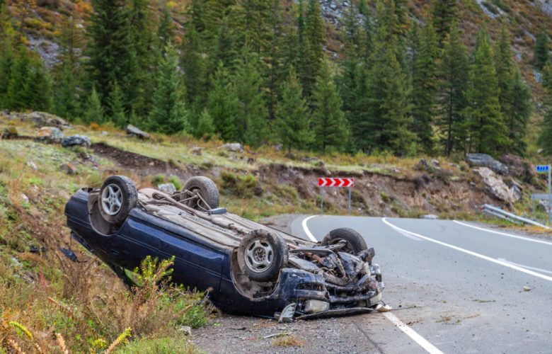 vehicle flipped totaled car for scrapping