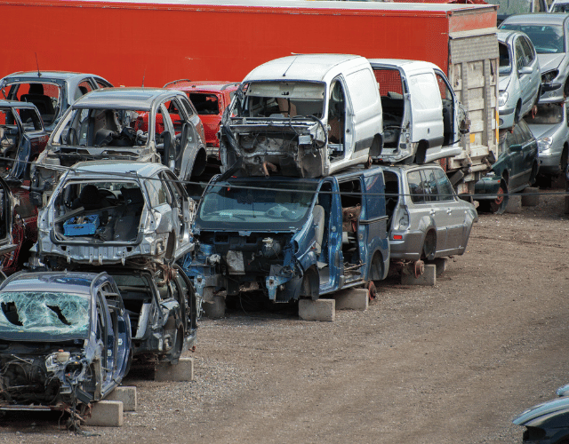 Old vehicles in scrap yard